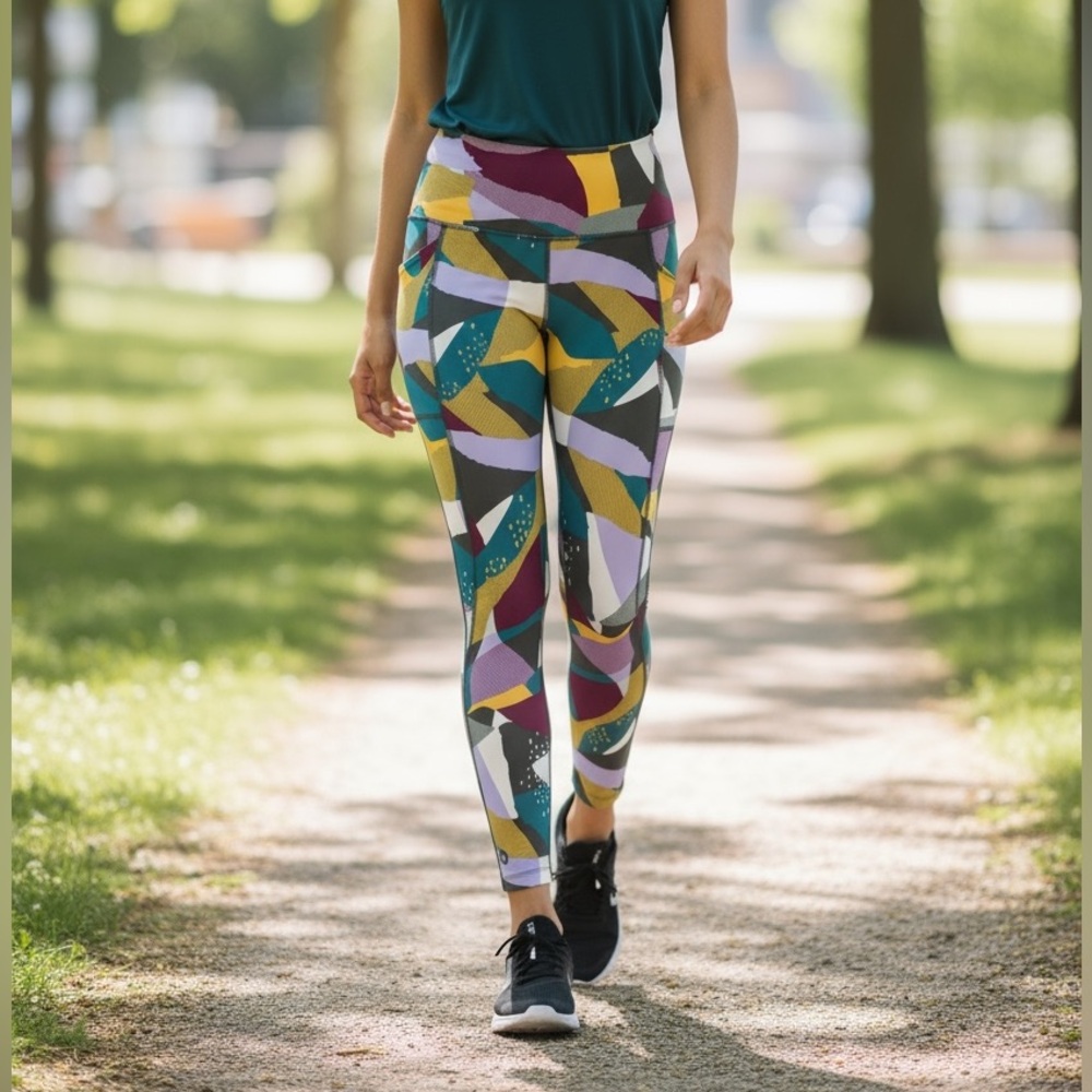NWT SMARTWOOL Active Print 7/8 Legging in Twilight Blue Mosaic XS
